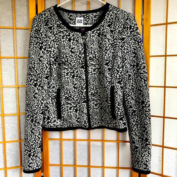 2 for 20$!Vero Moda black and white zipped bomber jacket M - Picture 1 of 7